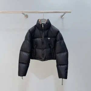 Prada Women Cropped Re-Nylon Down Jacket-Black 29D0561WQ8