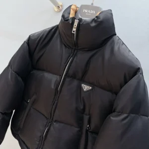 Prada Women Cropped Re-Nylon Down Jacket-Black 29D0561WQ8