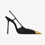 Saint Laurent YSL Women Jeanne Slingback Pumps In Smooth Leather-Black