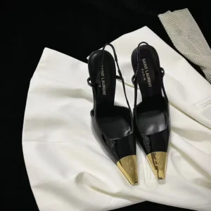 Saint Laurent YSL Women Jeanne Slingback Pumps In Smooth Leather-Black