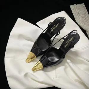Saint Laurent YSL Women Jeanne Slingback Pumps In Smooth Leather-Black
