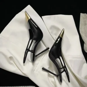 Saint Laurent YSL Women Jeanne Slingback Pumps In Smooth Leather-Black