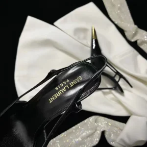 Saint Laurent YSL Women Jeanne Slingback Pumps In Smooth Leather-Black