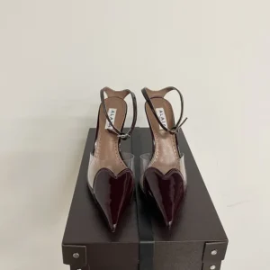 Alaia Women Le Cœur Slingbacks In Patent Leather-Maroon AA3E083