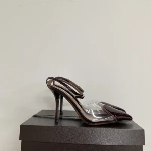 Alaia Women Le Cœur Slingbacks In Patent Leather-Maroon AA3E083
