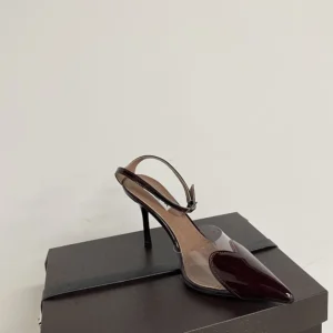 Alaia Women Le Cœur Slingbacks In Patent Leather-Maroon AA3E083