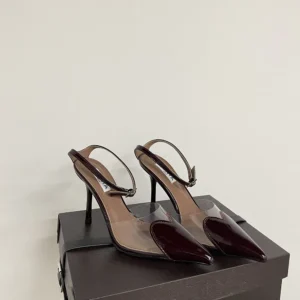 Alaia Women Le Cœur Slingbacks In Patent Leather-Maroon AA3E083