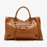 Balenciaga Women Le City Medium Bag Metallized in Brown