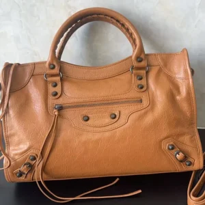 Balenciaga Women Le City Medium Bag Metallized in Brown