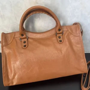 Balenciaga Women Le City Medium Bag Metallized in Brown