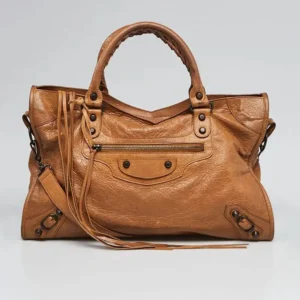 Balenciaga Women Le City Medium Bag Metallized in Brown