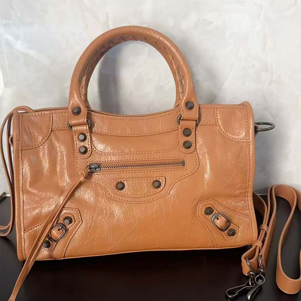 Balenciaga Women Le City Small Bag Metallized in Brown