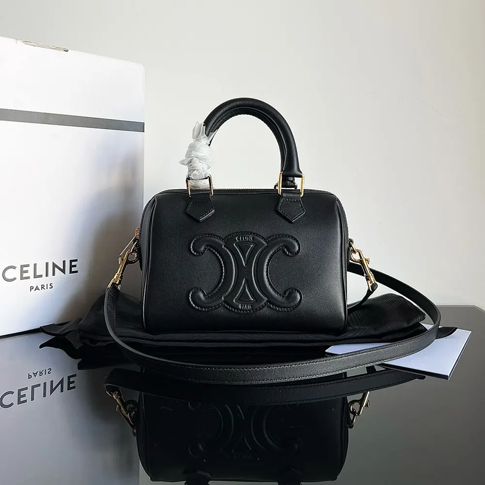 Celine Women Small Boston in Smooth Calfskin-Black 113773DU3