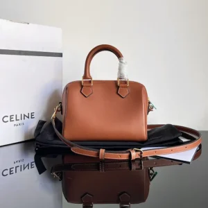 Celine Women Small Boston in Smooth Calfskin-Brown 113773DU3