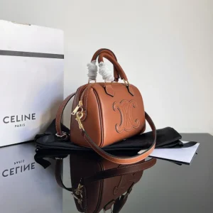 Celine Women Small Boston in Smooth Calfskin-Brown 113773DU3