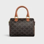 Celine Women Small Boston in Triomphe Canvas and Calfskin-Tan