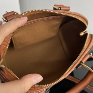 Celine Women Small Boston in Triomphe Canvas and Calfskin-Tan