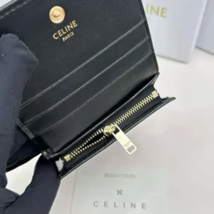Celine Women Triomphe Compact Wallet In Shiny Calfskin 10K623DPV