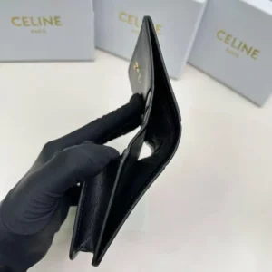 Celine Women Triomphe Compact Wallet In Shiny Calfskin 10K623DPV