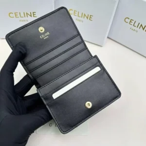 Celine Women Triomphe Compact Wallet In Shiny Calfskin 10K623DPV