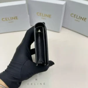 Celine Women Triomphe Compact Wallet In Shiny Calfskin 10K623DPV