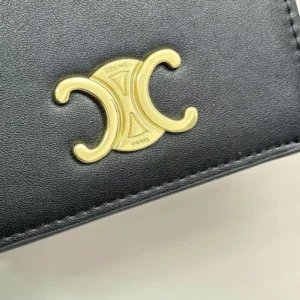 Celine Women Triomphe Compact Wallet In Shiny Calfskin 10K623DPV