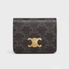Celine Women Triomphe Compact Wallet In Triomphe Canvas 10K622CQH