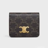 Celine Women Triomphe Compact Wallet In Triomphe Canvas 10K622CQH