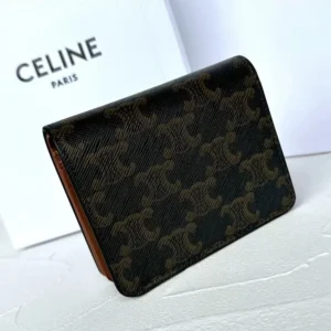 Celine Women Triomphe Compact Wallet In Triomphe Canvas 10K622CQH