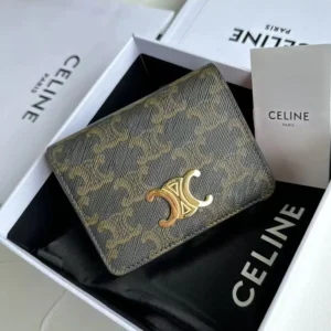 Celine Women Triomphe Compact Wallet In Triomphe Canvas 10K622CQH