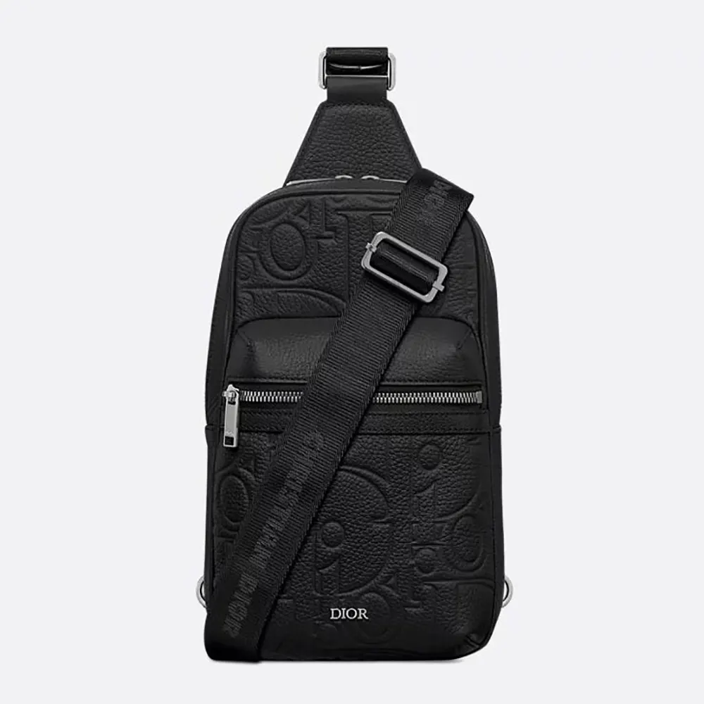 Dior Men Rider 2.0 Sling Bag Black Dior Gravity Leather and Black Grained Calfskin