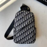 Dior Men Sling Bag Beige and Black Dior Oblique Jacquard