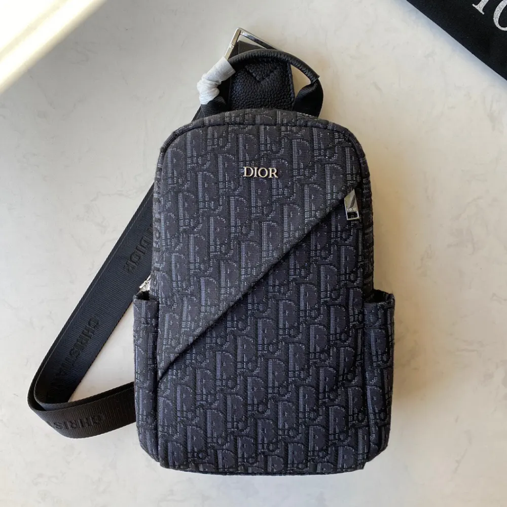Dior Men Sling Bag Black Dior Oblique Jacquard