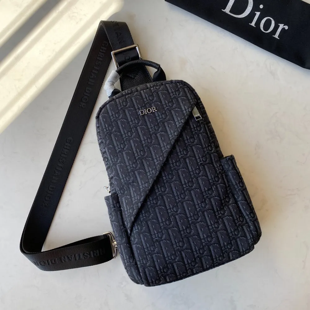 Dior Men Sling Bag Black Dior Oblique Jacquard