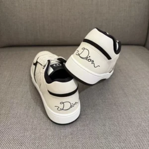 Dior Unisex B27 Uptown Low-Top Sneaker White and Black Smooth Calfskin H069