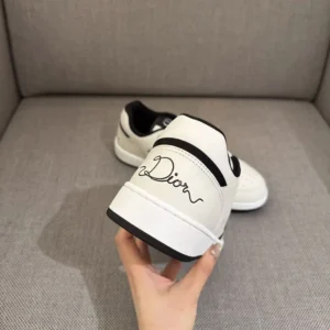Dior Unisex B27 Uptown Low-Top Sneaker White and Black Smooth Calfskin H069