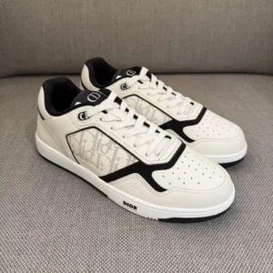 Dior Unisex B27 Uptown Low-Top Sneaker White and Black Smooth Calfskin H069