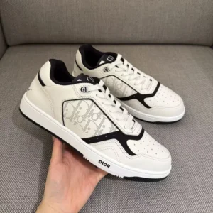 Dior Unisex B27 Uptown Low-Top Sneaker White and Black Smooth Calfskin H069