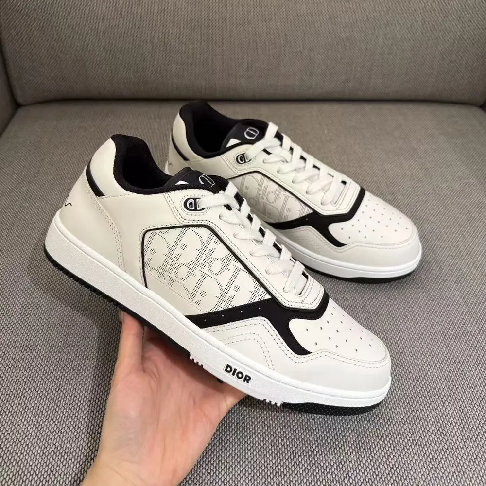 Dior Unisex B27 Uptown Low-Top Sneaker White and Black Smooth Calfskin H069