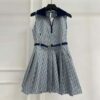 Dior Women Pleated Short Dress Light Blue and Ecru Technical Taffeta Jacquard