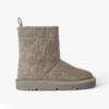 Fendi Women Apres Chic Gray FF Suede Low Boots 8T8606ASA1F1TP7