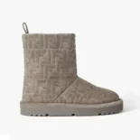 Fendi Women Apres Chic Gray FF Suede Low Boots 8T8606ASA1F1TP7