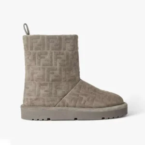 Fendi Women Apres Chic Gray FF Suede Low Boots 8T8606ASA1F1TP7