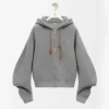 Loewe Women Flamenco Hoodie in Cotton and Cashmere-Grey
