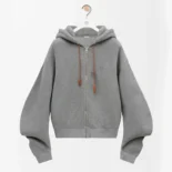 Loewe Women Flamenco Hoodie in Cotton and Cashmere-Grey