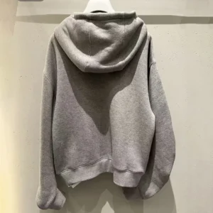 Loewe Women Flamenco Hoodie in Cotton and Cashmere-Grey