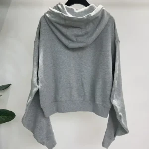 Loewe Women Flamenco Hoodie in Cotton and Cashmere-Grey
