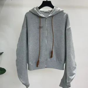 Loewe Women Flamenco Hoodie in Cotton and Cashmere-GreyLoewe Women Flamenco Hoodie in Cotton and Cashmere-Grey