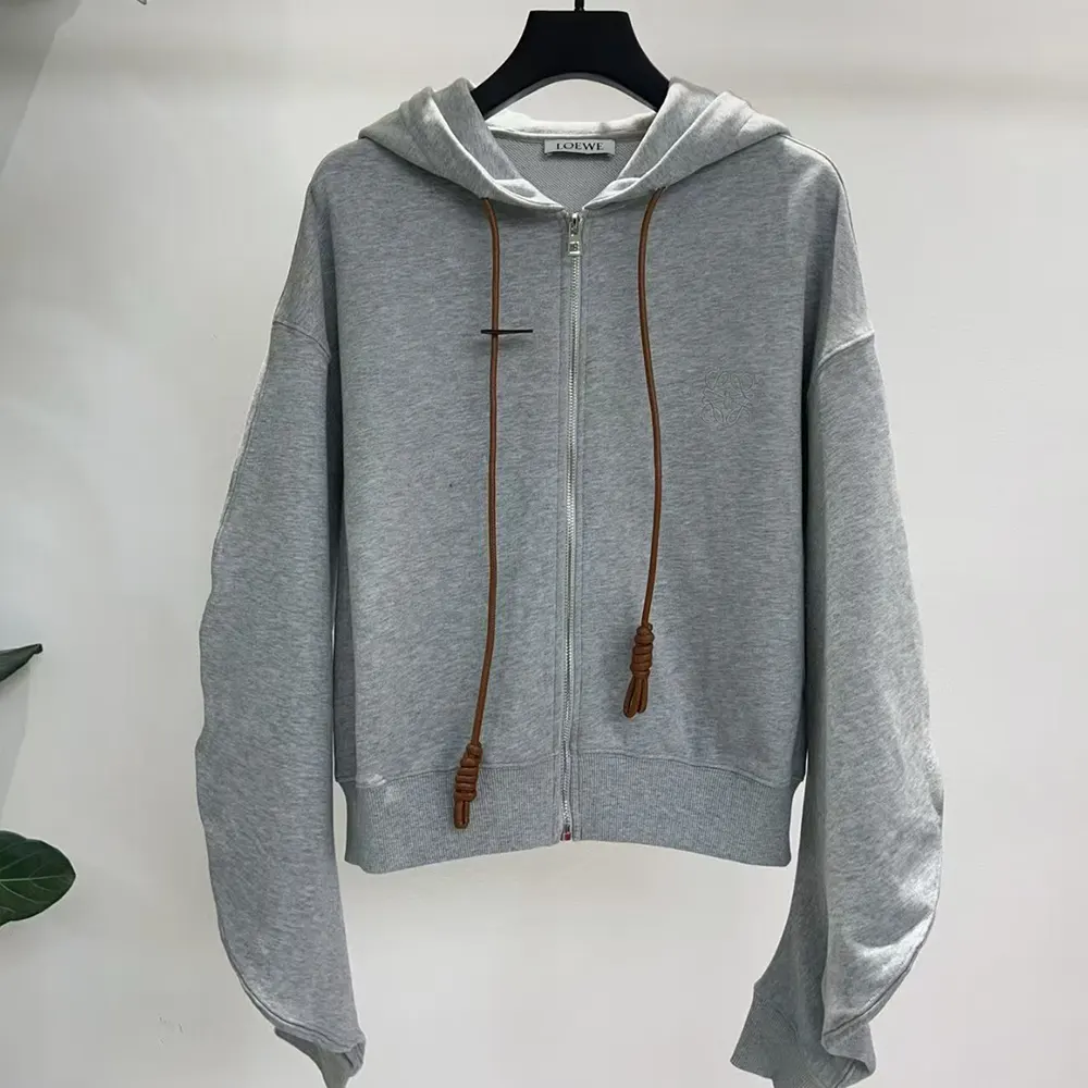 Loewe Women Flamenco Hoodie in Cotton and Cashmere-GreyLoewe Women Flamenco Hoodie in Cotton and Cashmere-Grey