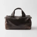 Prada Unisex Small Nappa Leather Duffle Bag-Dark Brown 2VC046